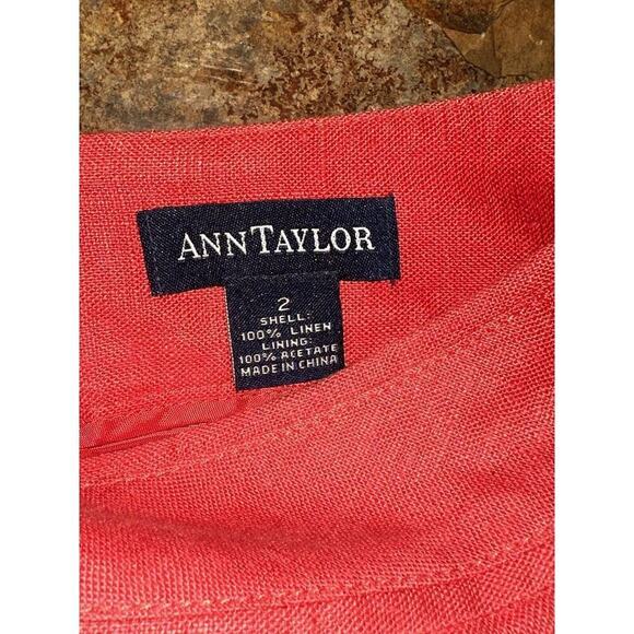 Ann Taylor Women’s Lined Skirt Size 2 Linen Pleated A Line - Picture 4 of 8